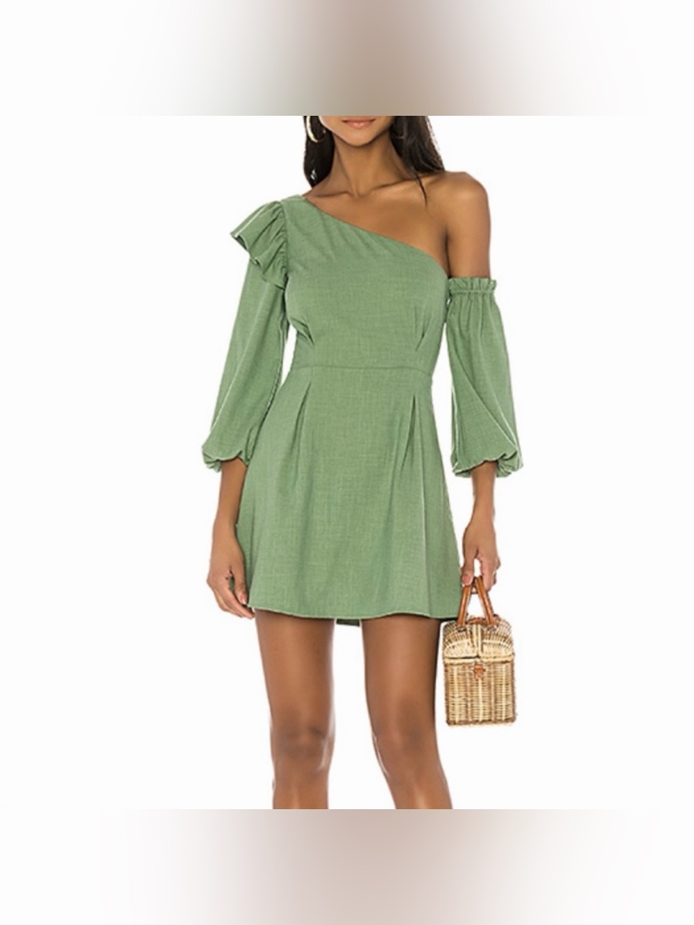 Revolve Majorelle Jennie Mini One Shoulder Dress - Green (Size Small)